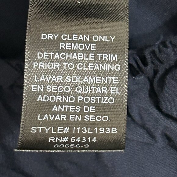 BISOU BISOU Dress Womens 10 Navy Mini Ruffle Strap Scoop Neck Elastic Waist - Picture 5 of 8